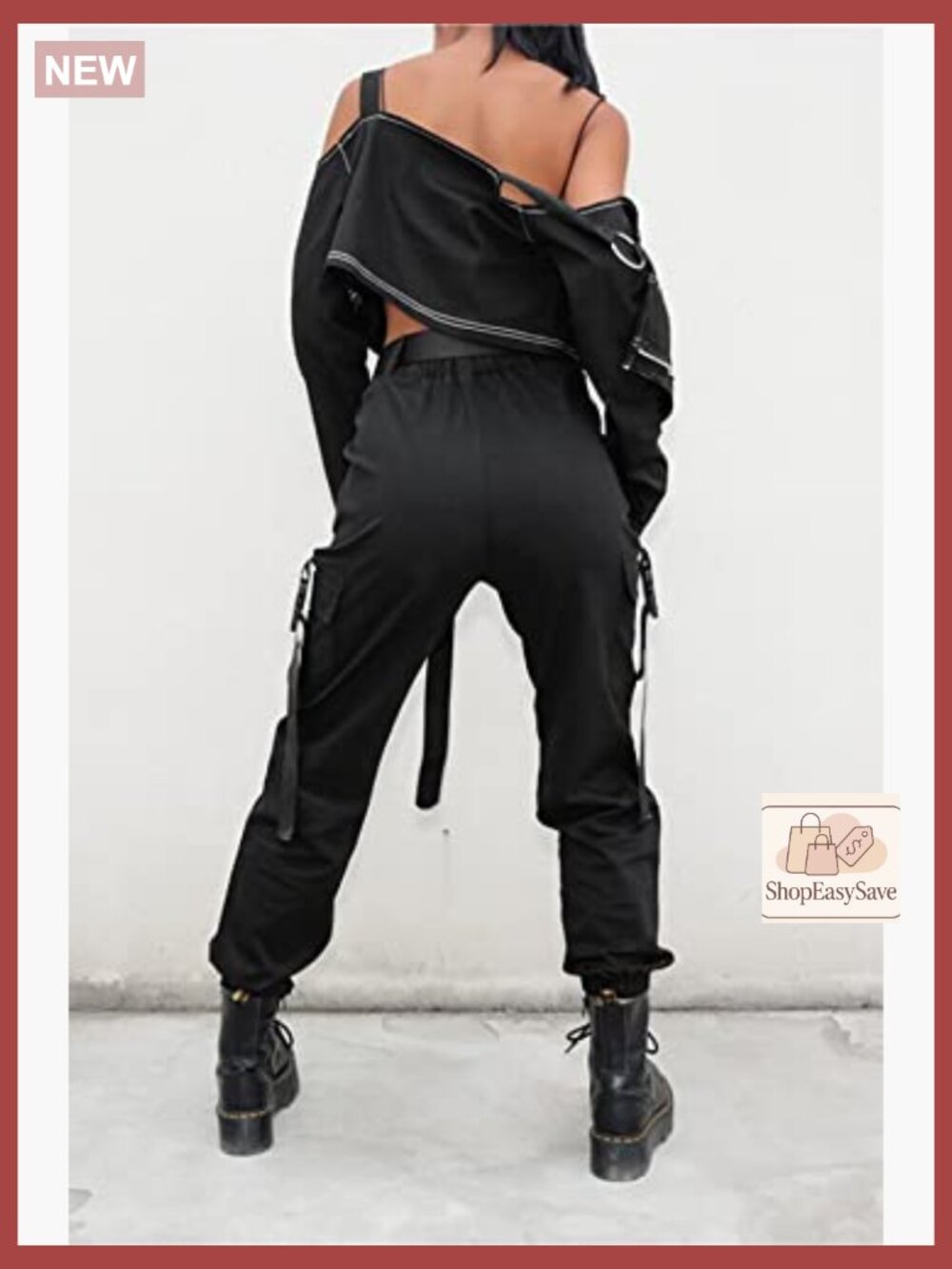 High Waisted Cargo Pants with Pockets Baggy Y2k Streetwear - Picture 4 of 7